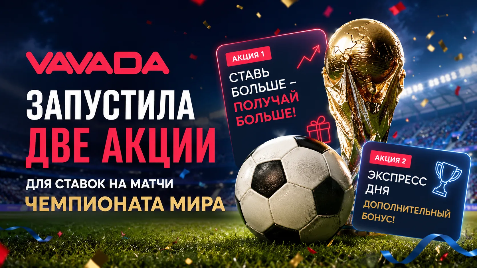 Vavada запустила две акции для ставок на матчи Чемпионата Мира